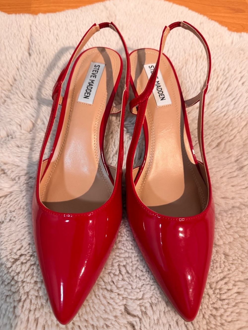 Steve Madden Red Patent Slingback Pointed Pumps